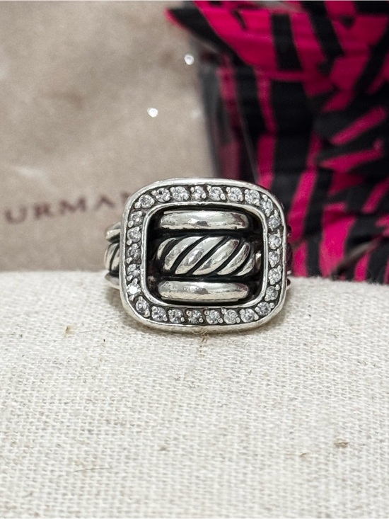 David Yurman Jewelry - David Yurman .925 Diamond Square Buckle Cable Ring Size 5.5